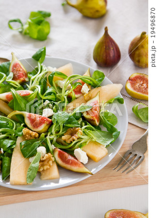 Fig with Melon and Walnut salad Fig with Melon and Walnut salad 19496870