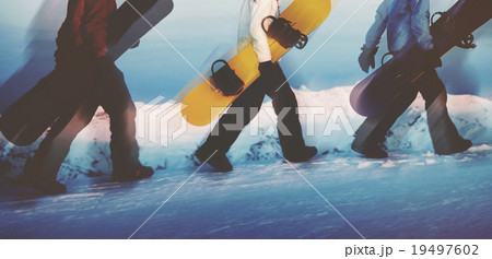 Group of Snowboarders Extreme Skiing Concept Group of Snowboarders Extreme Skiing Concept 19497602