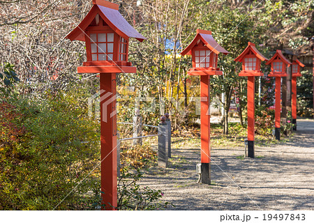 群馬県 冠稲荷神社のとうろうの写真素材