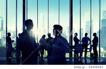 Business People Discussion Communication Cityscape Meeting Conce 19498481