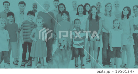 Multi-ethnic group of mixed age people together family Concept 19501347