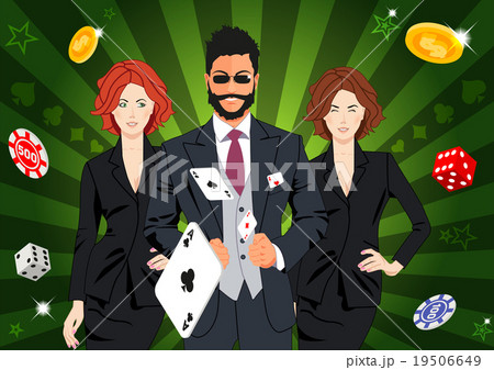 Confident lucky man throws aces 19506649