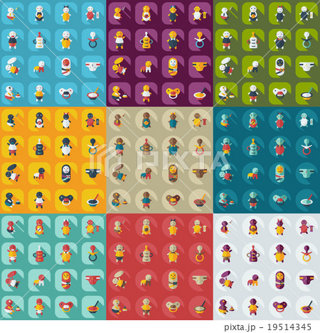 Flat concept, set modern design with shadow Babes Flat concept, set modern design with shadow Babes 19514345