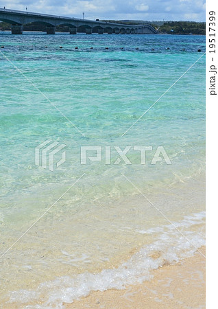 古宇利ビーチから眺めた「古宇利大橋」（古宇利島／沖縄県） 19517399
