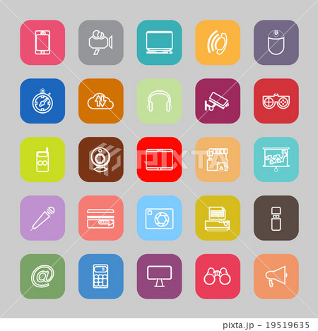 Gadget line flat icons Gadget line flat icons 19519635