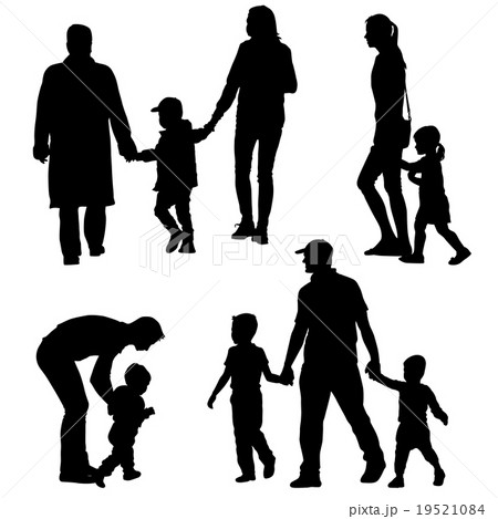 Black silhouettes Family on white background.  19521084