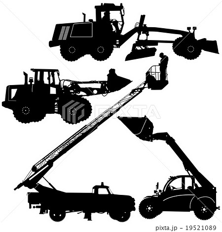 Set of silhouettes construction machinery.  19521089