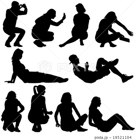 Silhouettes Of People In Positions Lying のイラスト素材