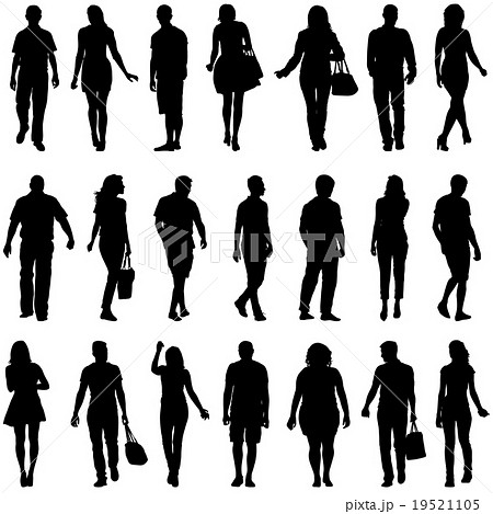 Black silhouettes of beautiful mans and womans  19521105