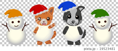 雪だるまと犬と猫 雪だるまと犬と猫 19523481