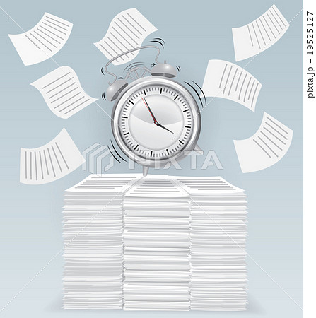Alarm clock on pile of papers, business concept 19525127