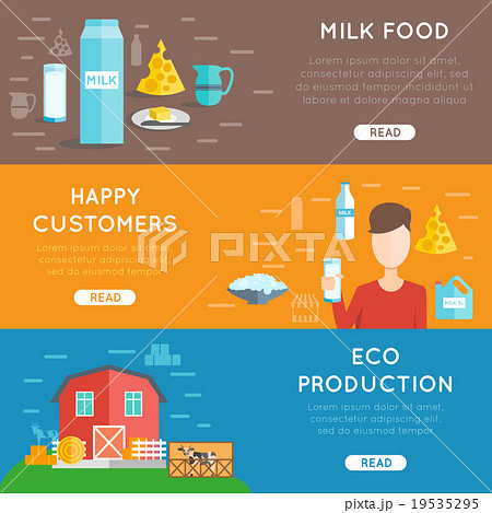 Milk flat banner set 19535295