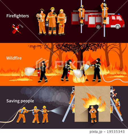 Horizontal Firefighter People Banners Set Horizontal Firefighter People Banners Set 19535343