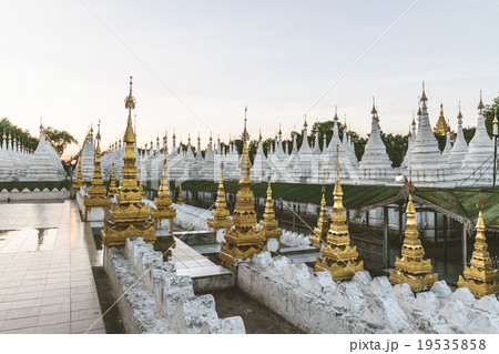 White stupas at Kuthodaw Pagoda,Mandalay,Myanmar White stupas at Kuthodaw Pagoda,Mandalay,Myanmar 19535858