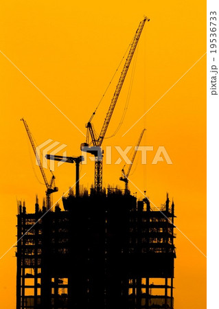 construction cranes and building silhouettes construction cranes and building silhouettes 19536733