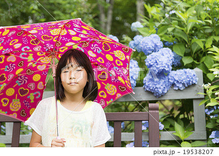 女の子とアジサイ(梅雨イメージ) 女の子とアジサイ(梅雨イメージ) 19538207