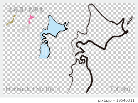 北海道 地図 手書き 筆のイラスト素材