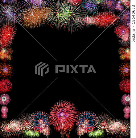 Firework Group on black background Firework Group on black background 19540653