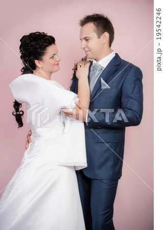 Bride and groom portrait in studio Bride and groom portrait in studio 19542246