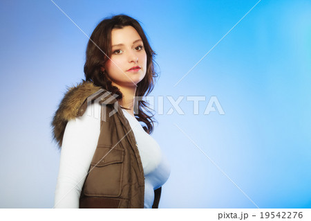 Woman in casual waistcoat. Winter fashion. Woman in casual waistcoat. Winter fashion. 19542276