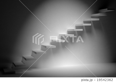 Ascending stairs  in dark empty room 19542362