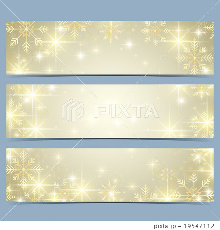 Happy New Year banners with golden snowflakes 19547112