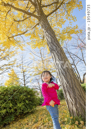 秋の公園で遊ぶ女の子 秋の公園で遊ぶ女の子 19549735