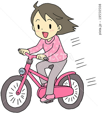 自転車 女の子のイラスト素材