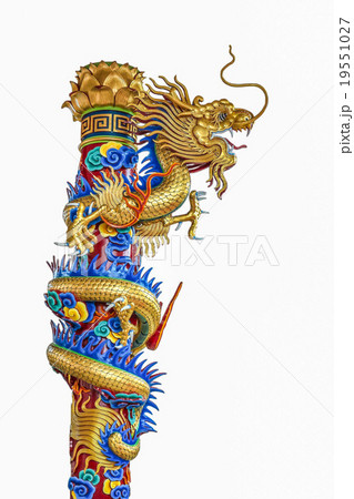 Chinese dragon sculpture isolated on white 19551027