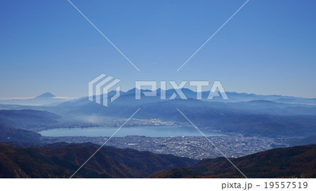 高ボッチから富士山と諏訪湖 高ボッチから富士山と諏訪湖 19557519