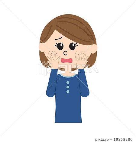 若い女性　頬ニキビ 19558286