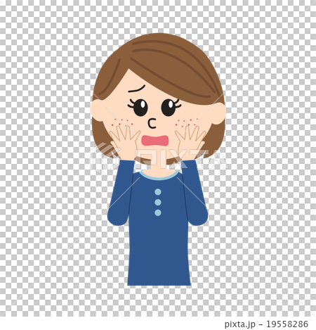 若い女性　頬ニキビ 19558286