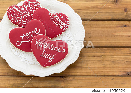 バレンタイン アイシングクッキー Valentine Themed Icing Cookiesの写真素材