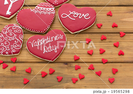 バレンタイン アイシングクッキー Valentine Themed Icing Cookiesの写真素材