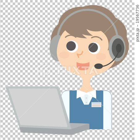 コールセンター テレフォンオペレーター 女性 イラストのイラスト素材