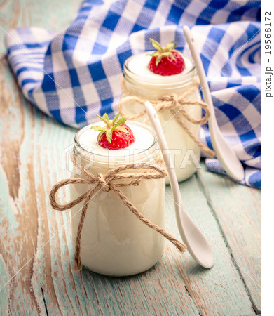 Greek yogurt glass, with strawberries, vertical Greek yogurt glass, with strawberries, vertical 19568172
