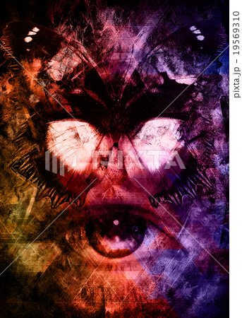 illustration of a butterfly and woman eye, mixed 19569310