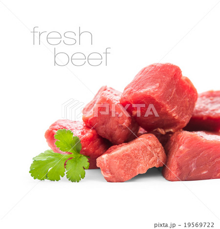 Pile of juicy beef cubes, isolated Pile of juicy beef cubes, isolated 19569722