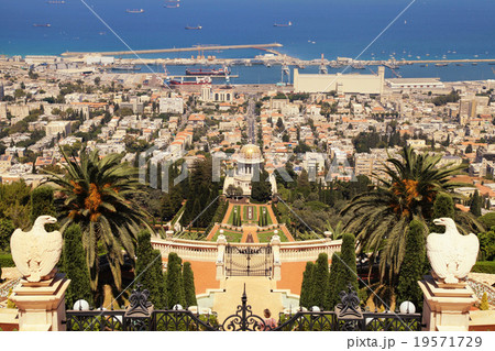 landscape with Bahai Gardens in Haifa, Israel landscape with Bahai Gardens in Haifa, Israel 19571729
