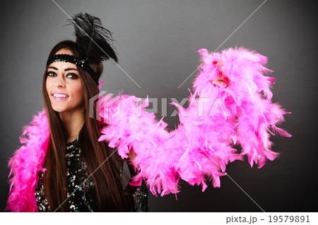 Retro woman on carnival time. Retro woman on carnival time. 19579891