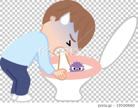 子供のノロ トイレで吐くのイラスト素材