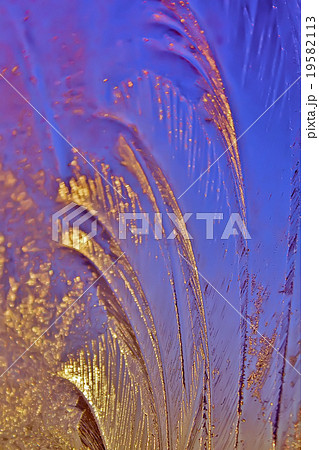 Icy frosty ornate pattern of thin ice on the 19582113