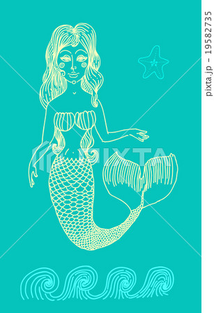 Mermaid with long curly hair.  19582735