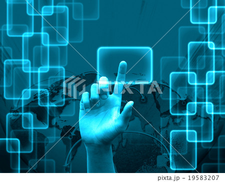 hand pushing button  19583207