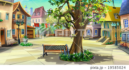 Courtyard in the sity. Front view 19585024