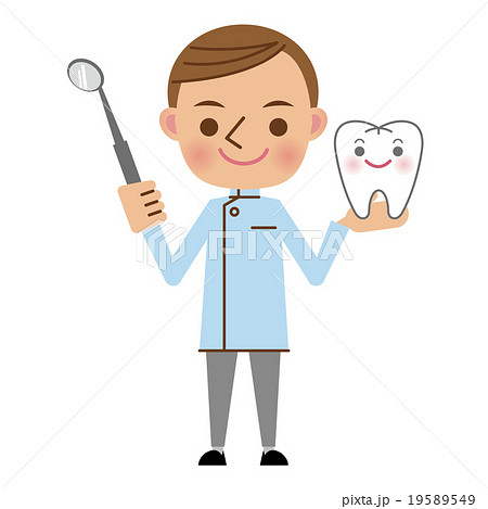 歯鏡を持った歯科医 歯医者さんのイメージのイラスト素材