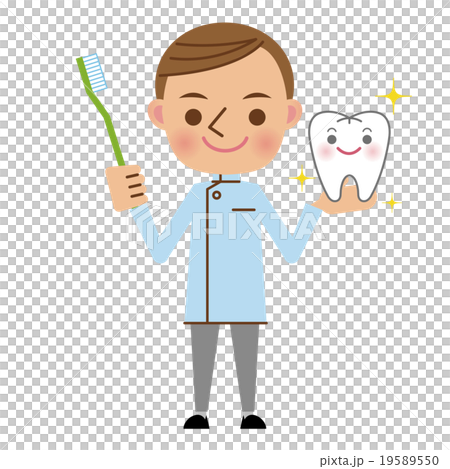 ハブラシを持った歯科医・歯医者さんのイメージ ハブラシを持った歯科医・歯医者さんのイメージ 19589550