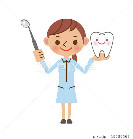 歯鏡を持った歯科助手 歯科衛生士のイメージのイラスト素材