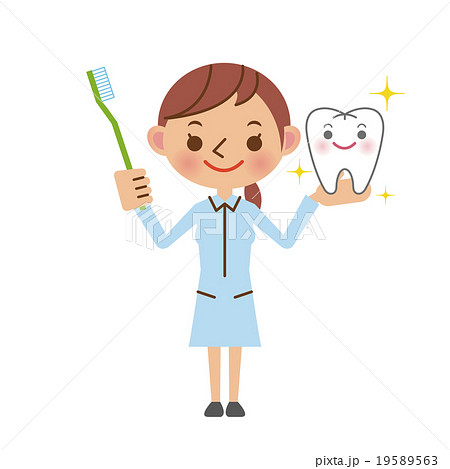 ハブラシを持った歯科助手 歯科衛生士のイメージのイラスト素材