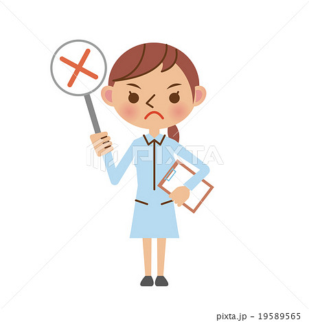 歯科助手・歯科衛生士・医療スタッフ（ばつ・不正解・NGイメージ） 19589565